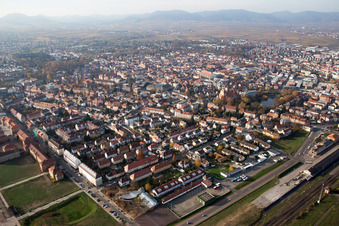 Oblique view of Landau in der Pfalz in the state Rhineland-Palatinate, Germany