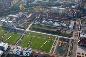 Bird's eye view of State Garden Show 2015 in Landau in der Pfalz in the state Rhineland-Palatinate, Germany