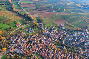Village view from the north in Göcklingen in the state Rhineland-Palatinate, Germany
