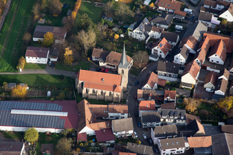 Aerial view of District Ingenheim in Billigheim-Ingenheim in the state Rhineland-Palatinate, Germany