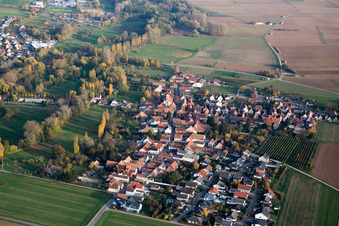 District Mühlhofen in Billigheim-Ingenheim in the state Rhineland-Palatinate, Germany from above
