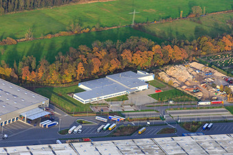 Aerial photograpy of Horst Industrial Estate, Alfa Aesar GmbH in the district Minderslachen in Kandel in the state Rhineland-Palatinate, Germany