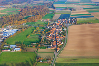 Aerial view of Brehmstr in the district Minderslachen in Kandel in the state Rhineland-Palatinate, Germany