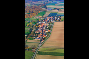 Aerial photograpy of Brehmstr in the district Minderslachen in Kandel in the state Rhineland-Palatinate, Germany