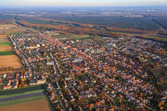 Aerial view of Marktstr in Kandel in the state Rhineland-Palatinate, Germany