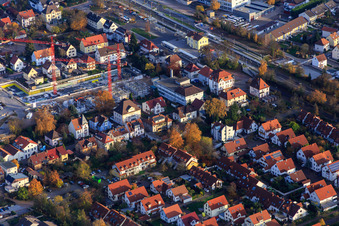 Aerial view of Construction site for In the city center in Kandel in the state Rhineland-Palatinate, Germany
