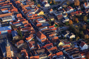 Aerial view of City hall in Kandel in the state Rhineland-Palatinate, Germany