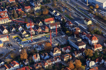 Aerial photograpy of Construction site for In the city center in Kandel in the state Rhineland-Palatinate, Germany