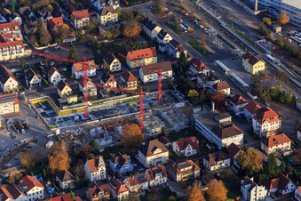 Oblique view of Construction site for In the city center in Kandel in the state Rhineland-Palatinate, Germany