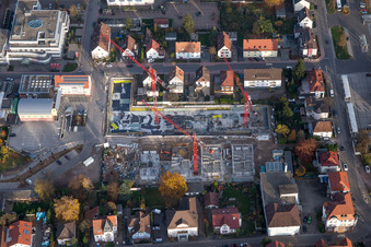 Aerial photograpy of Construction site for City Quarters Building 'Im Stadtkern' in Kandel in the state Rhineland-Palatinate, Germany