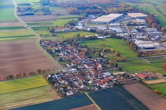 Village overview from the southeast in the district Minderslachen in Kandel in the state Rhineland-Palatinate, Germany