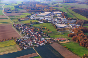 Aerial view of Village overview from the southeast in the district Minderslachen in Kandel in the state Rhineland-Palatinate, Germany