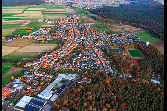 Village overview from the west in Hatzenbühl in the state Rhineland-Palatinate, Germany