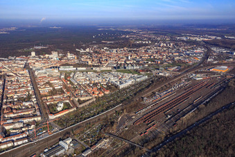 Stuttgarter Straße x Rüppurer Straße beyond the freight station in the district Südstadt in Karlsruhe in the state Baden-Wuerttemberg, Germany