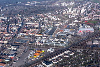 Circus tent domes of the circus Rico in the district Oststadt in Karlsruhe in the state Baden-Wurttemberg, Germany