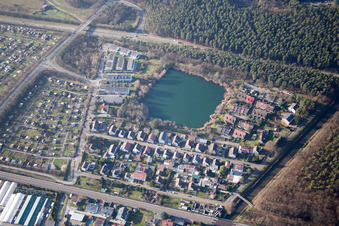 Oblique view of District Hagsfeld in Karlsruhe in the state Baden-Wuerttemberg, Germany