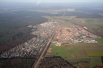 Aerial photograpy of District Friedrichstal in Stutensee in the state Baden-Wuerttemberg, Germany