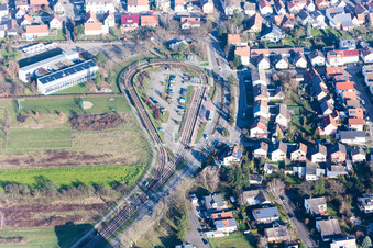 Park and Ride on the Tram terminal Spoeck Richard-Hecht-Schule in the district Spoeck in Stutensee in the state Baden-Wurttemberg, Germany