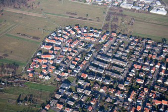 Aerial view of District Spöck in Stutensee in the state Baden-Wuerttemberg, Germany