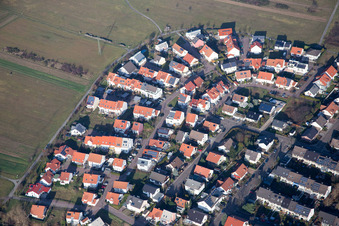 Aerial photograpy of District Spöck in Stutensee in the state Baden-Wuerttemberg, Germany