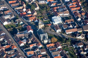 Oblique view of District Neuthard in Karlsdorf-Neuthard in the state Baden-Wuerttemberg, Germany