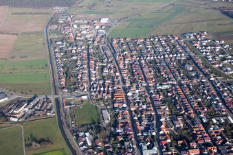 District Neuthard in Karlsdorf-Neuthard in the state Baden-Wuerttemberg, Germany from above