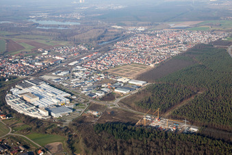 District Graben in Graben-Neudorf in the state Baden-Wuerttemberg, Germany from the plane
