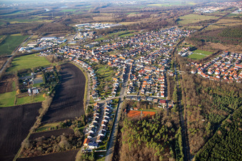 From the southwest in the district Huttenheim in Philippsburg in the state Baden-Wuerttemberg, Germany