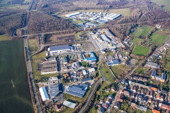 Industrial area In den Krautstückern in the district Huttenheim in Philippsburg in the state Baden-Wuerttemberg, Germany