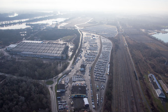 Lauterbourg in the state Bas-Rhin, France seen from above