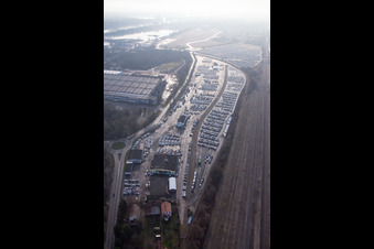 Lauterbourg in the state Bas-Rhin, France viewn from the air