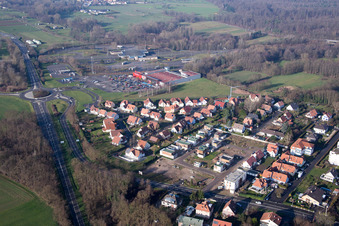 Lauterbourg in the state Bas-Rhin, France from a drone