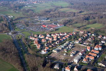 Lauterbourg in the state Bas-Rhin, France seen from a drone
