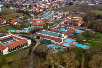 Spa and swimming pools at the swimming pool of the leisure facility Rottal Terme in Bad Birnbach in the state Bavaria