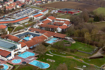 Rottal Thermal Baths in the district Aunham in Bad Birnbach in the state Bavaria, Germany from above