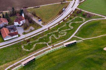 District Aunham in Bad Birnbach in the state Bavaria, Germany from a drone
