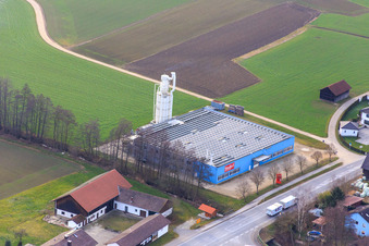 Aerial view of Studio 3 Möbelmanufaktur GmbH in the district Hirschbach in Bad Birnbach in the state Bavaria, Germany