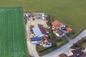 Aerial view of Pfarrhofstr in the district Hirschbach in Bad Birnbach in the state Bavaria, Germany