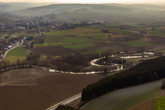 Aerial view of District Anzenkirchen in Triftern in the state Bavaria, Germany