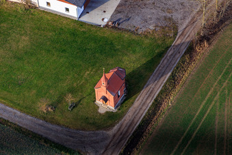 Aerial view of Brunnöd Chapel in the district Degernbach in Pfarrkirchen in the state Bavaria, Germany