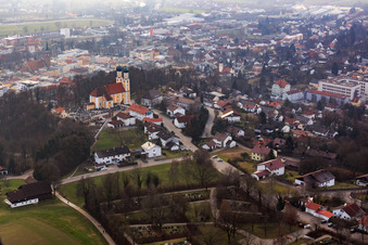 Oblique view of Gartlberg pilgrimage church in Pfarrkirchen in the state Bavaria, Germany