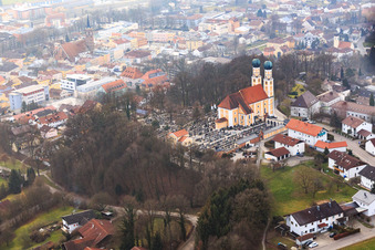 Gartlberg pilgrimage church in Pfarrkirchen in the state Bavaria, Germany from above