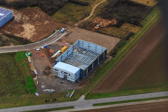 Oblique view of Archaeological excavations/surveys in the W industrial park in Herxheim bei Landau in the state Rhineland-Palatinate, Germany