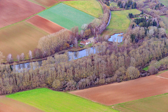 Fish pond of the ASV Klares Wasser Inshein am Quodbach in Insheim in the state Rhineland-Palatinate, Germany