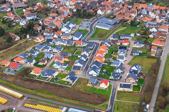 Aerial view of New development area Auf d. Höchst in Rohrbach in the state Rhineland-Palatinate, Germany