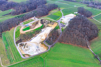 Aerial photograpy of Sand pit/open-cast mine in the district Gleiszellen in Gleiszellen-Gleishorbach in the state Rhineland-Palatinate, Germany