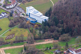 Spa park below the Edith Stein Clinic in Bad Bergzabern in the state Rhineland-Palatinate, Germany