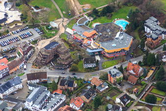 Aerial view of Südpfalz Therme in Bad Bergzabern in the state Rhineland-Palatinate, Germany