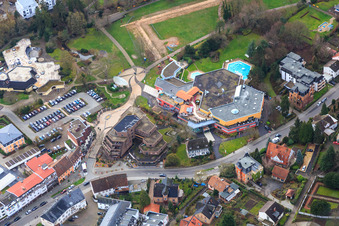 Oblique view of Südpfalz Therme in Bad Bergzabern in the state Rhineland-Palatinate, Germany