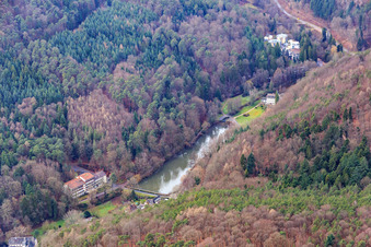 Kurtalstraße with Schwanenweiher and Hotelpension Seeblick in Bad Bergzabern in the state Rhineland-Palatinate, Germany